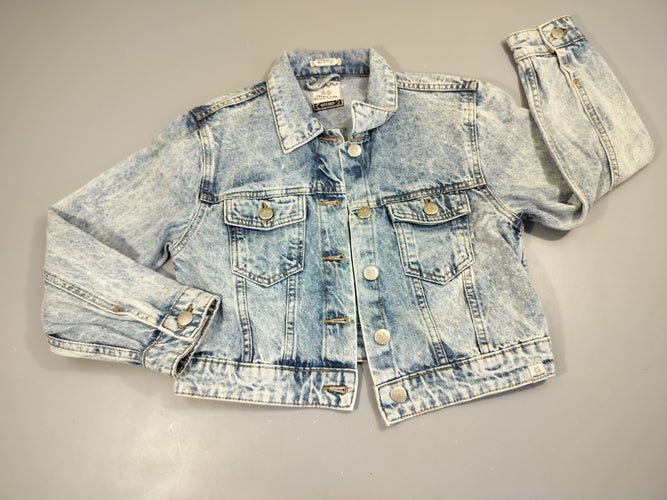 Veste en jean bleu clair, effet délavé, moins cher chez Petit Kiwi