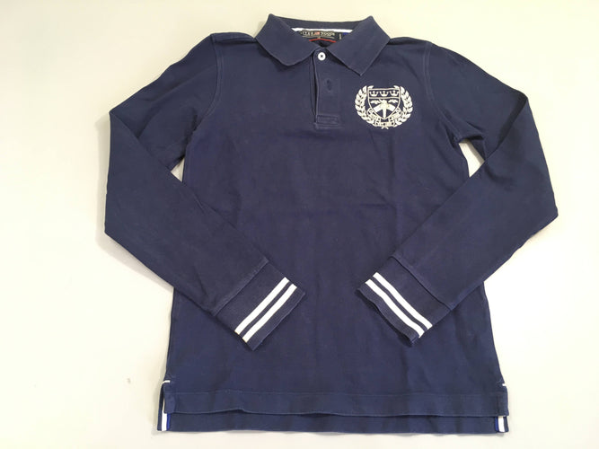 Polo m.l bleu foncé blason, moins cher chez Petit Kiwi