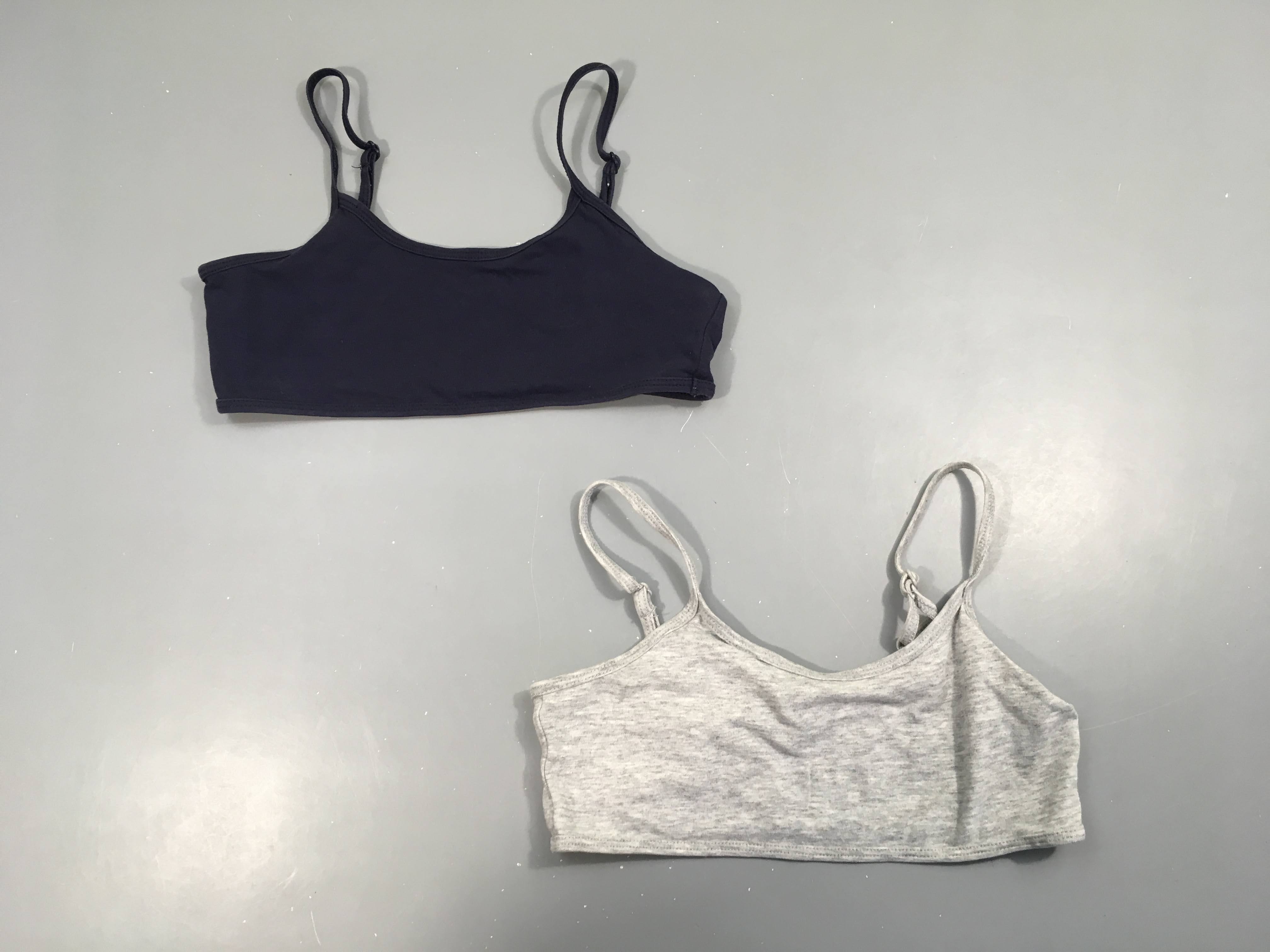 2 Brassières gris chiné-bleu