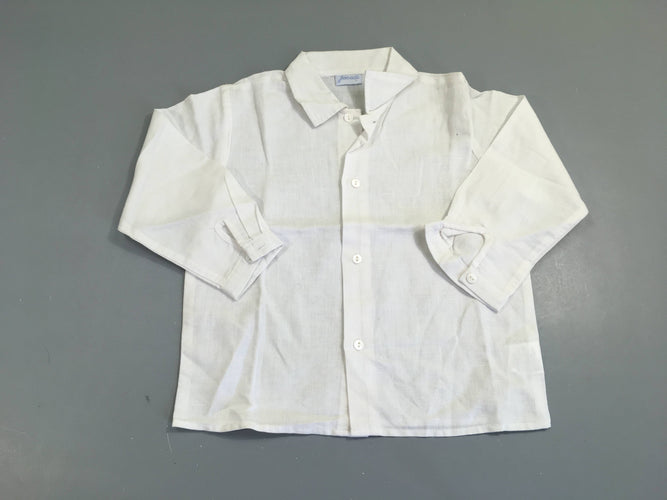 Chemise m.l blanche, 55% lin, moins cher chez Petit Kiwi