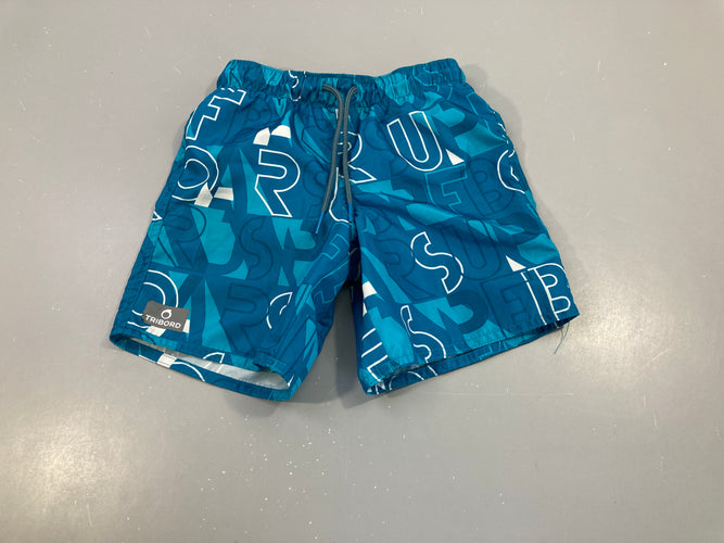 Maillot short bleu lettres, moins cher chez Petit Kiwi