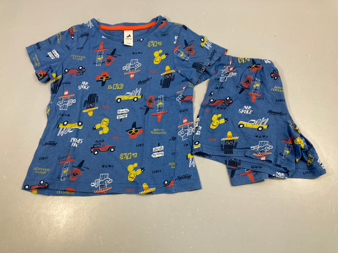 Pyjashort 2pcs jersey bleu cactus, moins cher chez Petit Kiwi