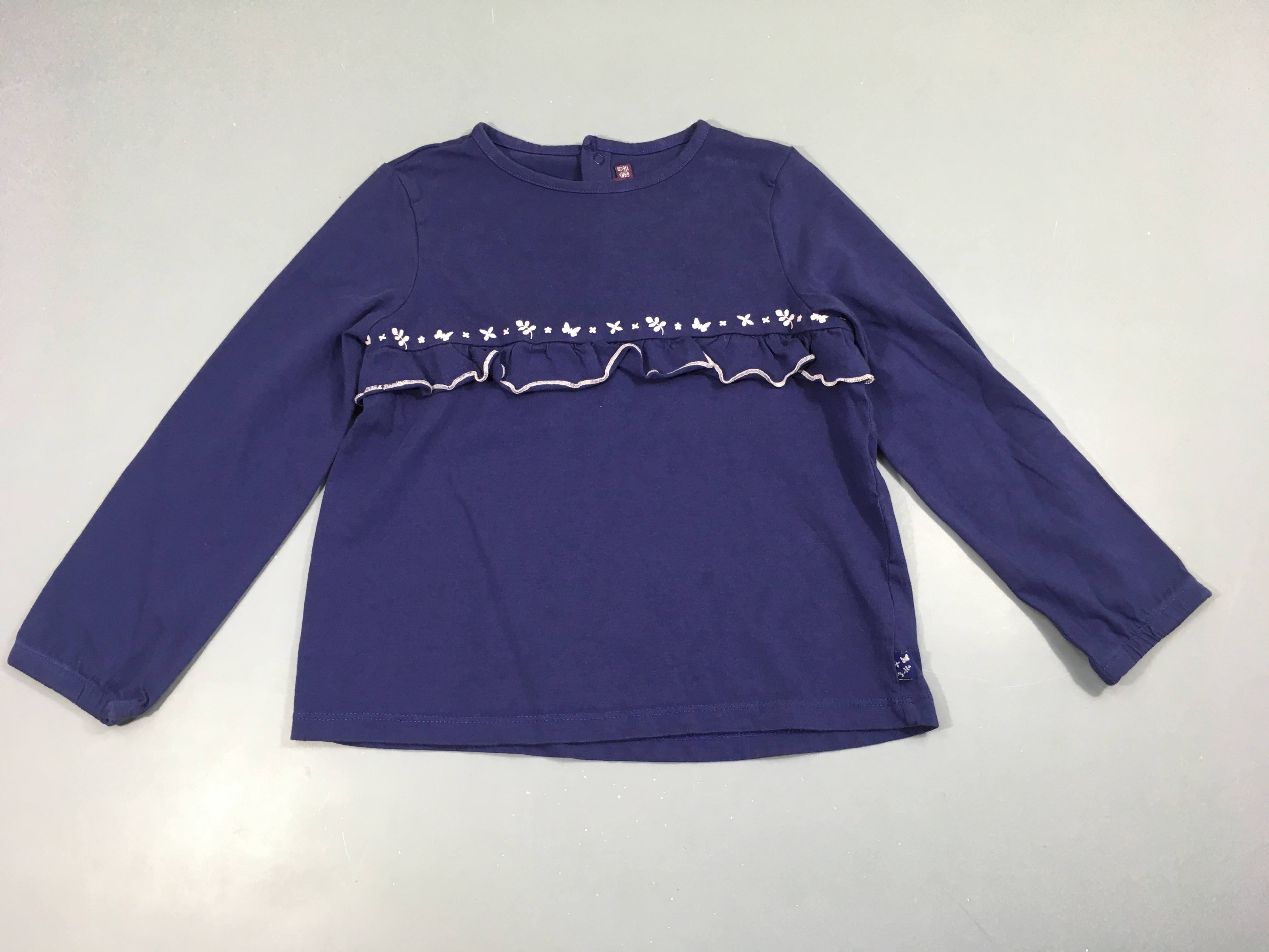T-shirt m.l bleu foncé froufrou papillons