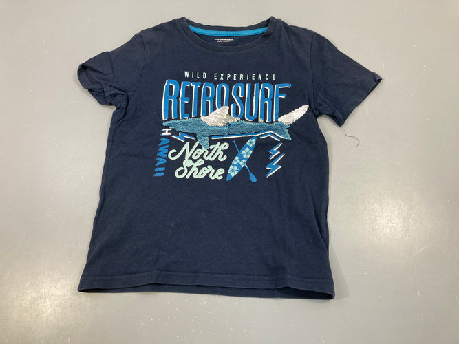 T-shirt m.c bleu marine requin sequins réversibles, moins cher chez Petit Kiwi