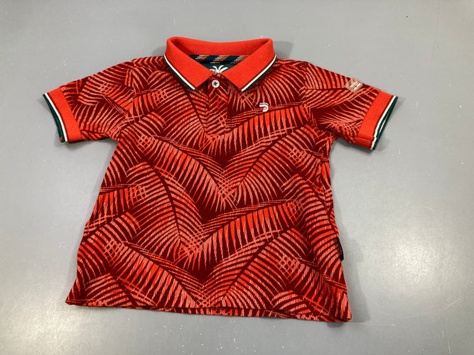Polo m.c orange feuilles, J&Joy, moins cher chez Petit Kiwi