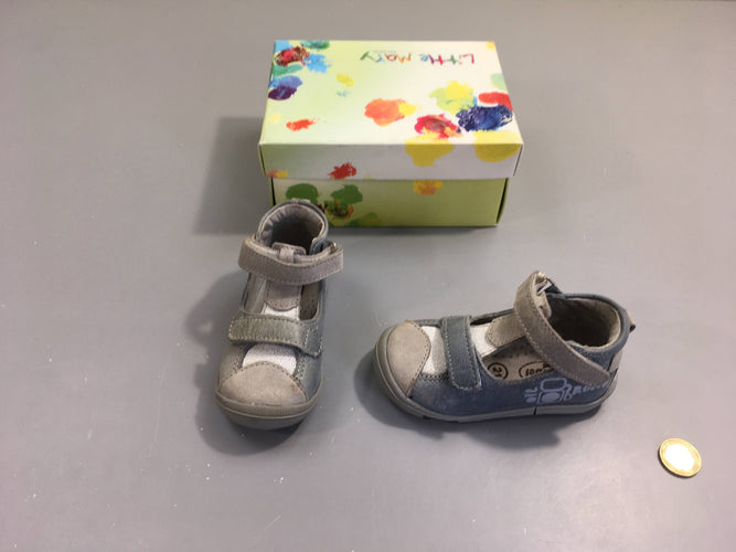 Sandales fermées cuir gris road, 21, moins cher chez Petit Kiwi