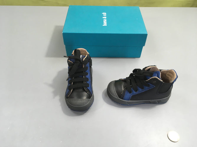 Etat neuf Baskets hautes cuir noir/bleu, 21, moins cher chez Petit Kiwi