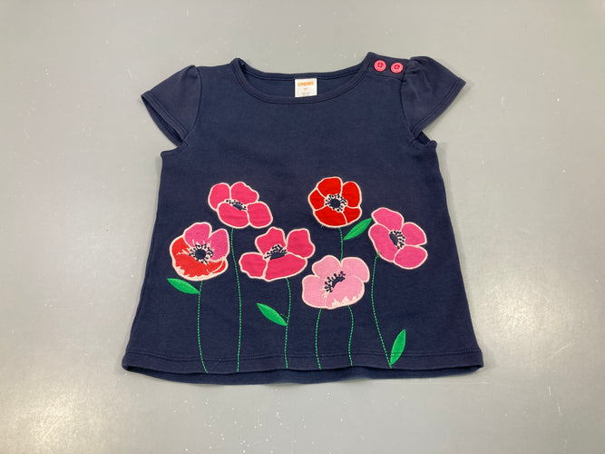 T-shirt m.c bleu marine fleurs brodées, Gymboree, moins cher chez Petit Kiwi