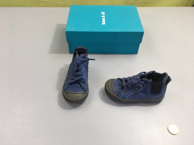 Baskets hautes cuir bleu, 21, moins cher chez Petit Kiwi