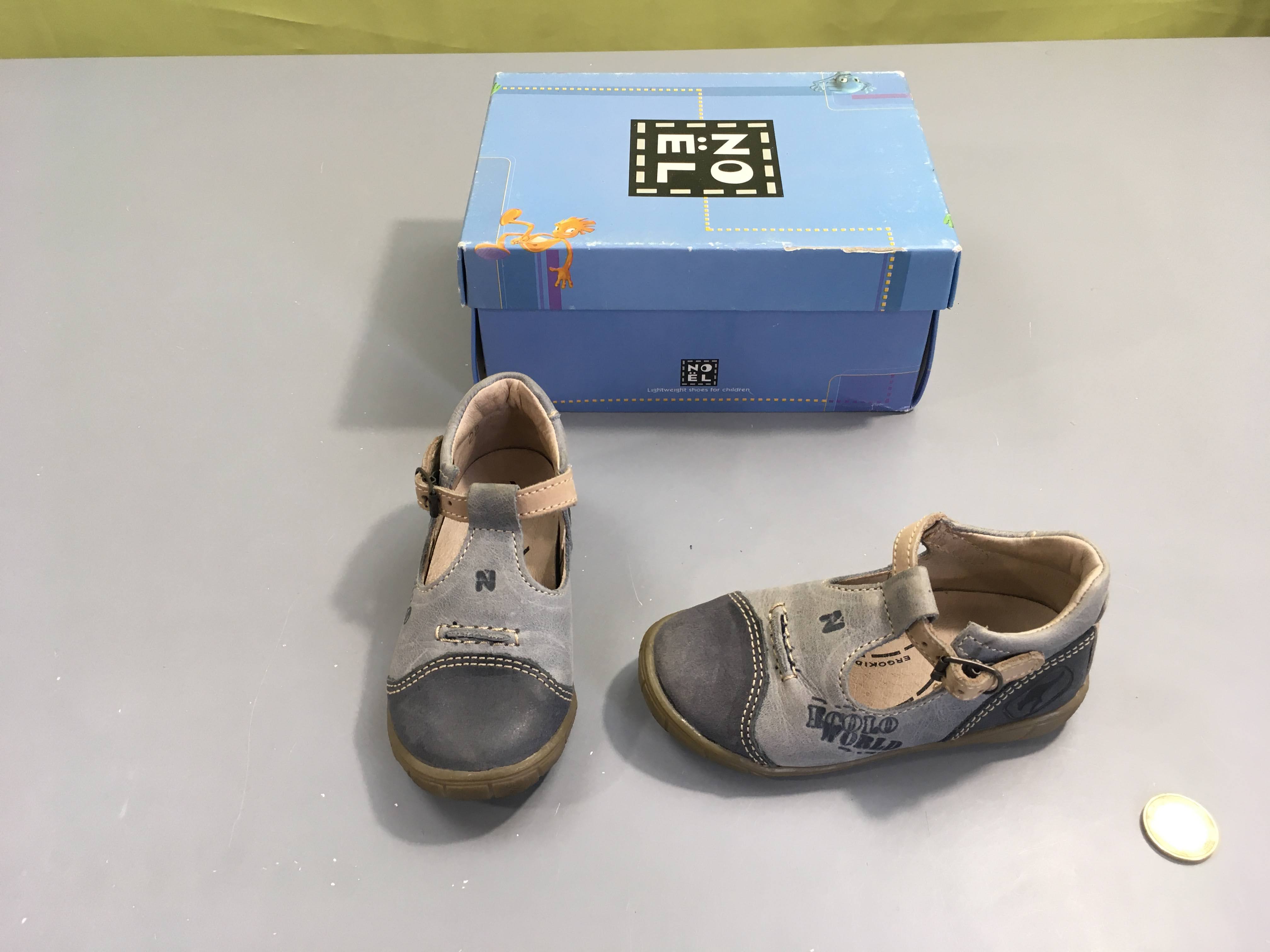 Sandales fermées cuir bleu ecolo world, 22