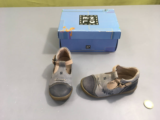 Sandales fermées cuir bleu ecolo world, 22, moins cher chez Petit Kiwi