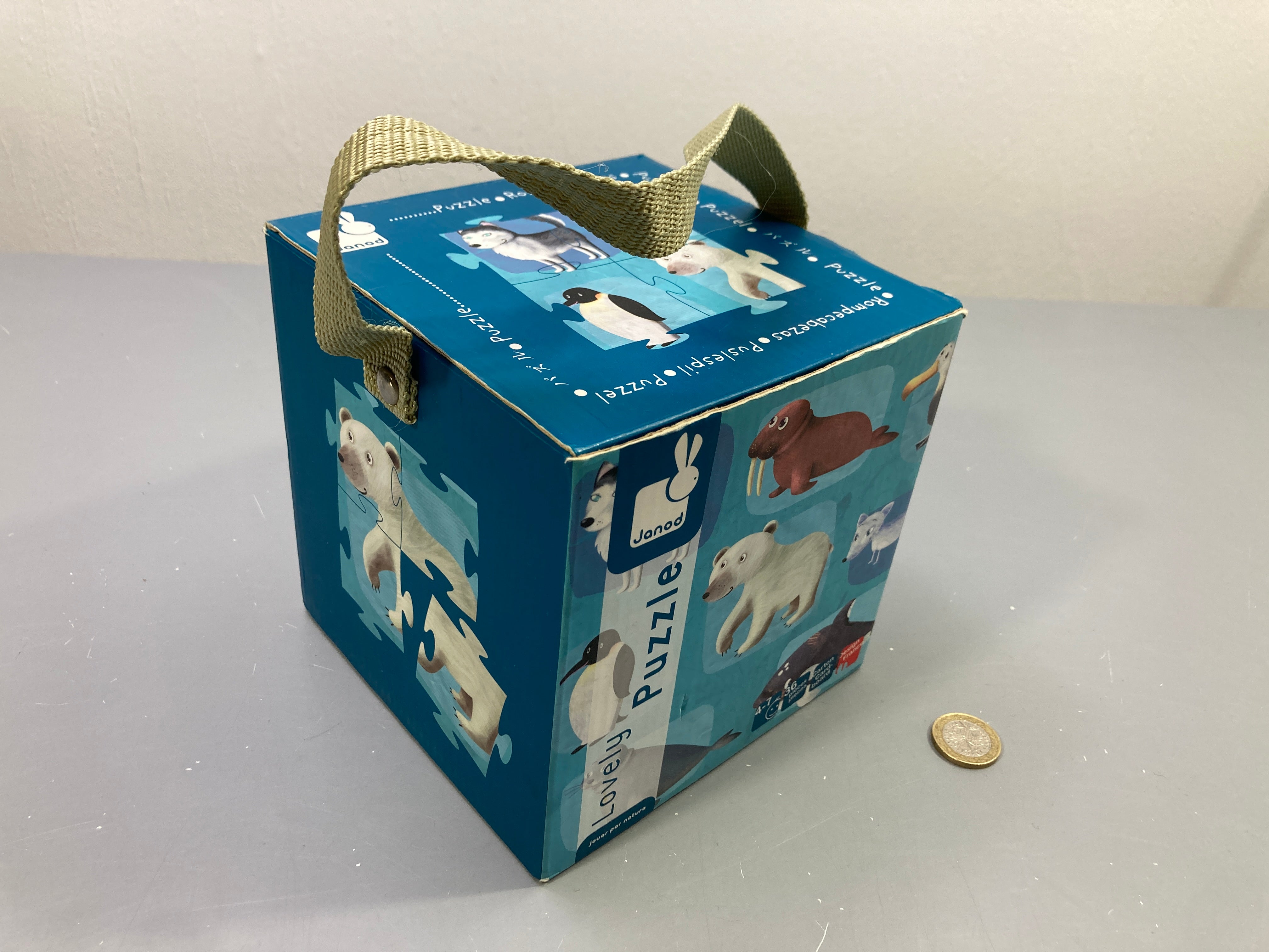 Puzzle 36 pcs Lovely Puzzle animaux polaires, boîte à anse, bleu, 4-7 ans