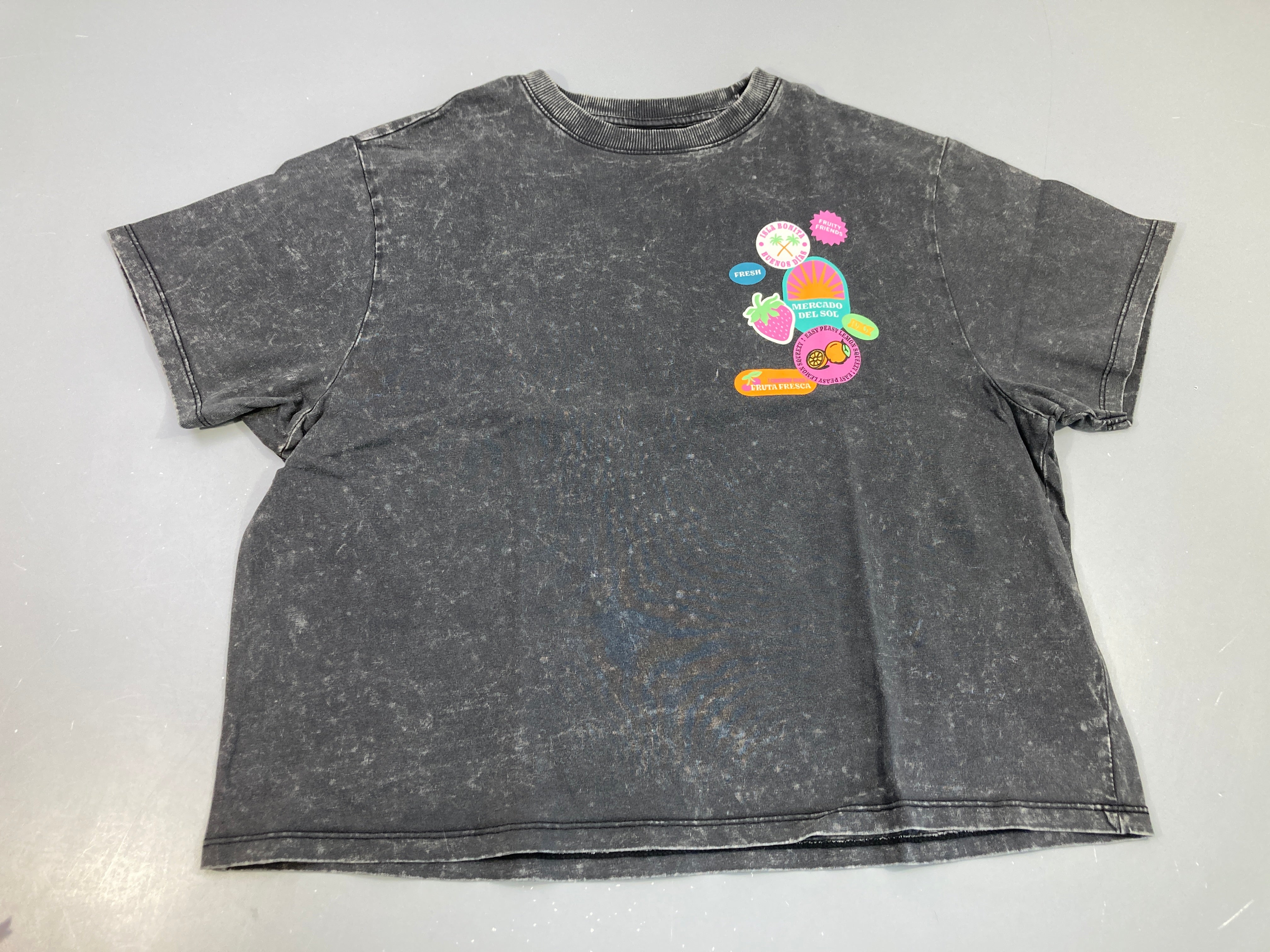 T-shirt m.c gris effet délavé fruits