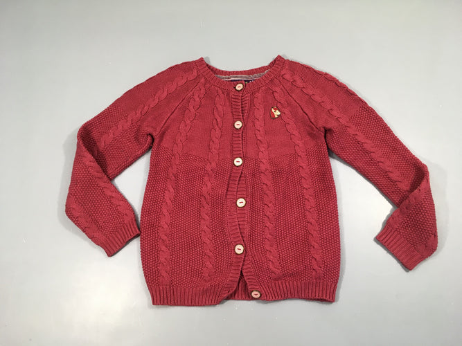 Gilet mailles torsadés bordeau, moins cher chez Petit Kiwi