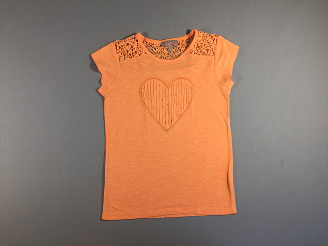 T-shirt m.c orange - coeur - ajouré sur les épaules, moins cher chez Petit Kiwi