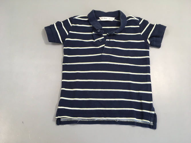 Polo m.c bleu foncé rayé, moins cher chez Petit Kiwi