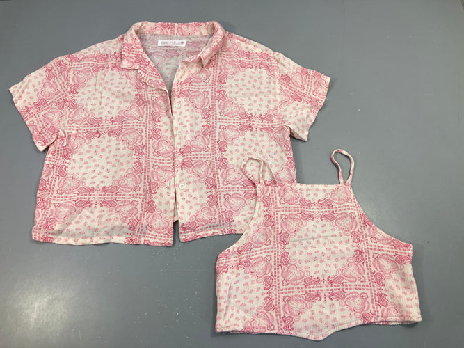 Chemisier blanc motifs roses + Débardeur s.moks, moins cher chez Petit Kiwi