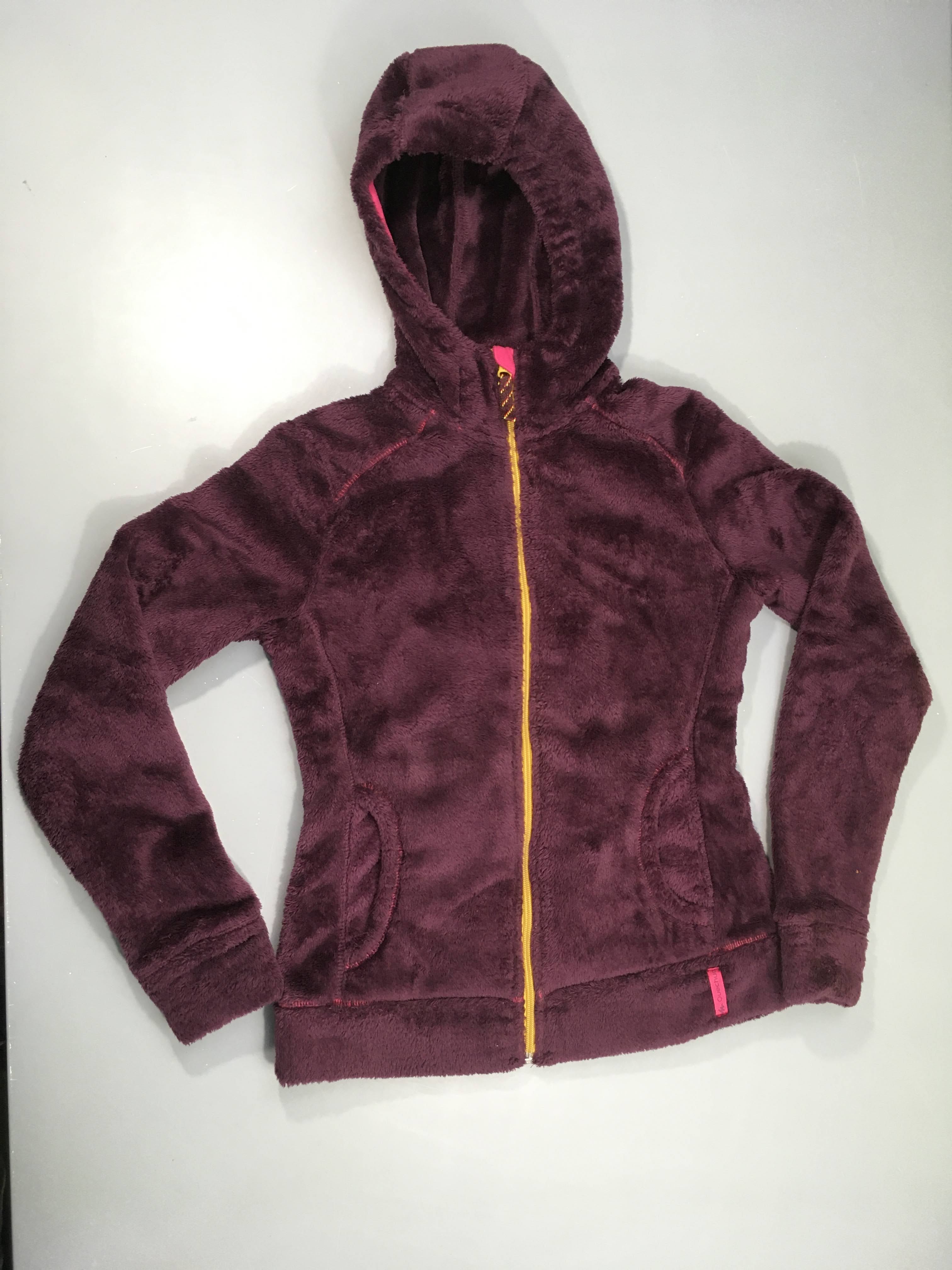 Sweat zippé à capuche velours mauve