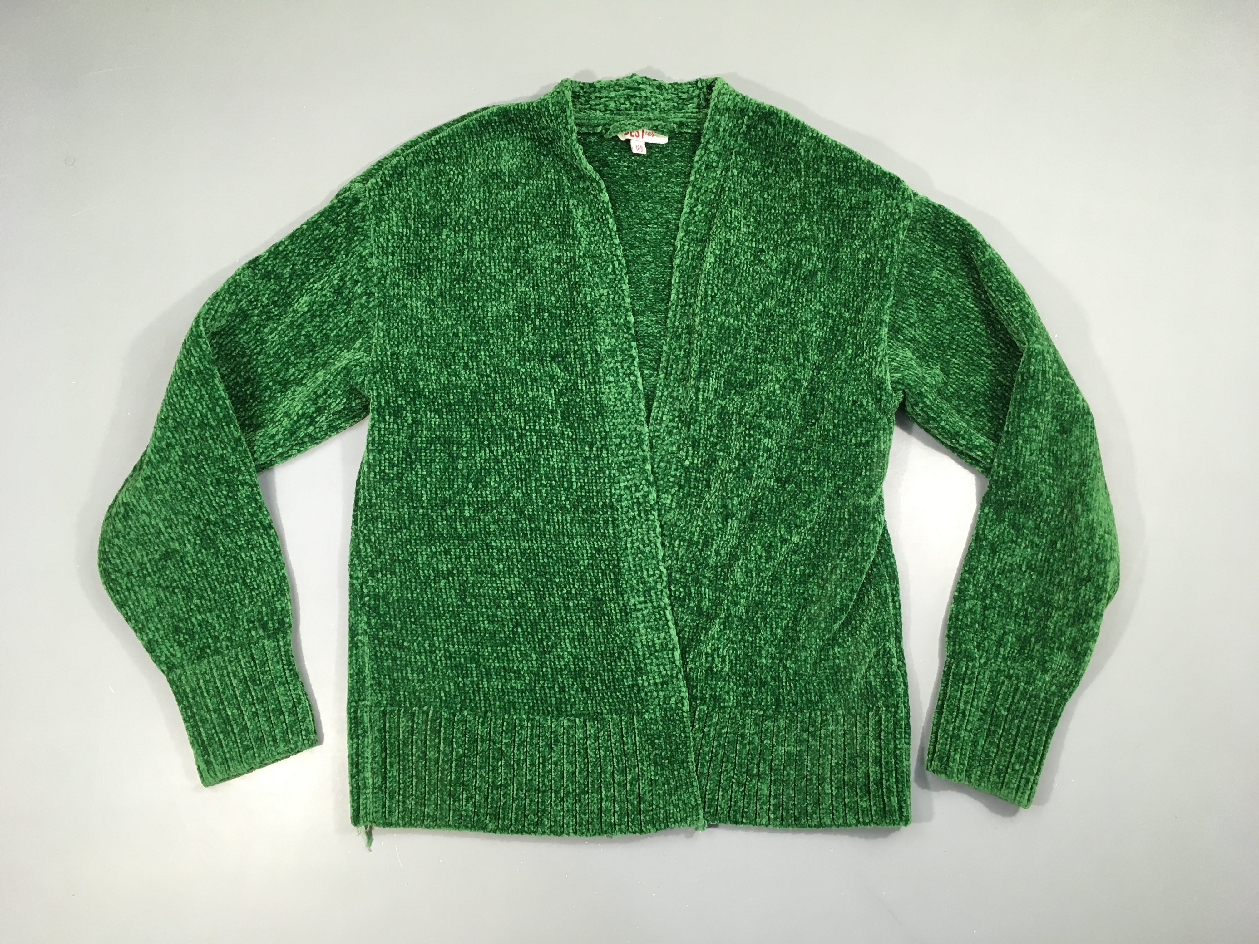 Gilet mailles chenilles vert