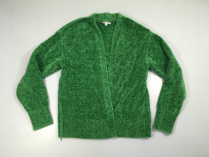 Gilet mailles chenilles vert, moins cher chez Petit Kiwi