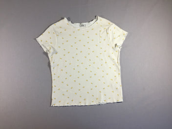Pimkie - T-shirt m.c texturé blanc fleurs jaunes - xs
