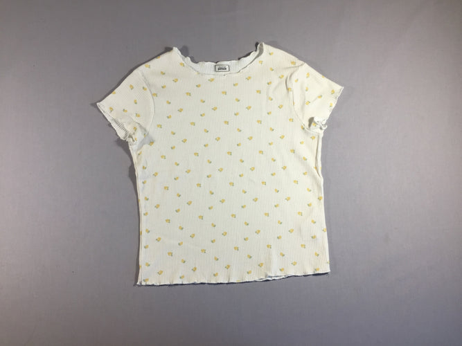 Pimkie - T-shirt m.c texturé blanc fleurs jaunes - xs, moins cher chez Petit Kiwi