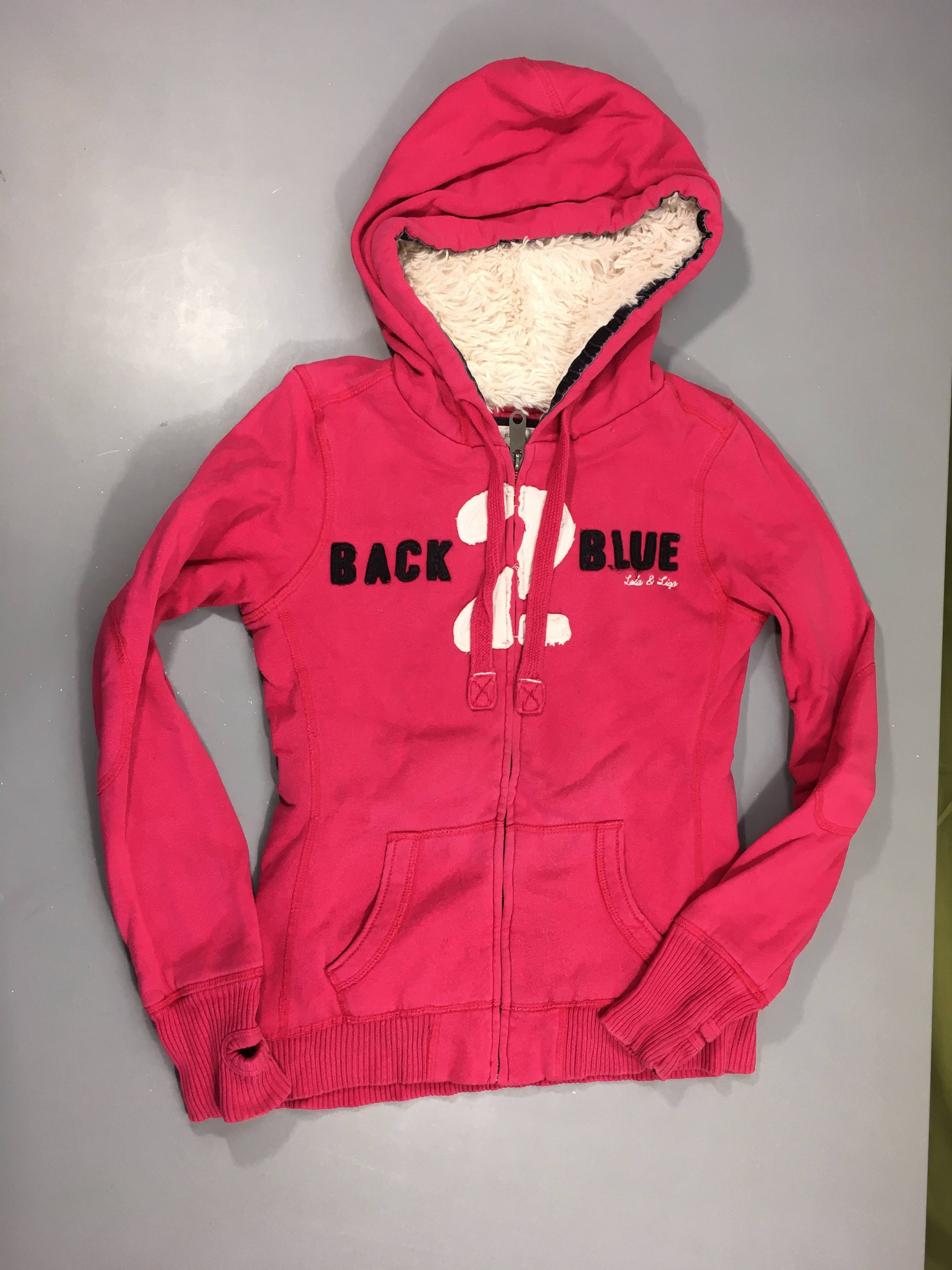 Sweat zippéà capuche rose doublé velours 2, bouloché