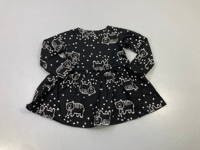 Robe m.l en jersey noir  motifs ours blancs, moins cher chez Petit Kiwi