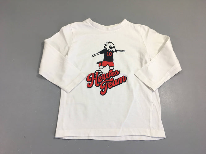T-shirt m.l blanc joueur foot oiseau, moins cher chez Petit Kiwi