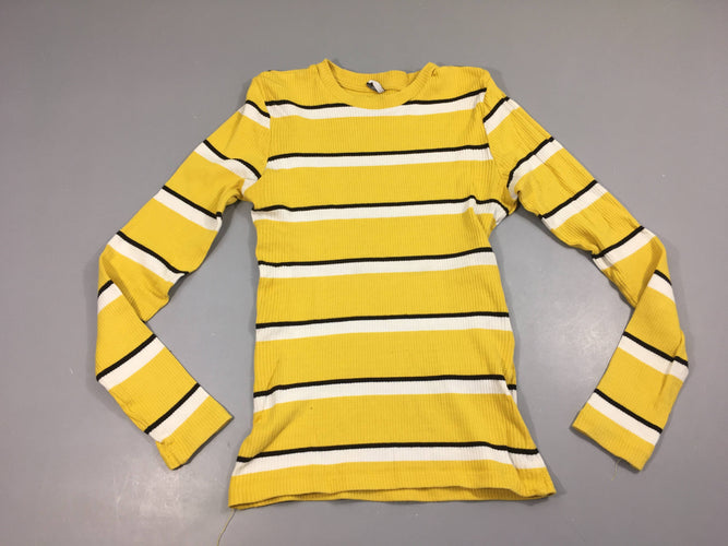 T-shirt m.l côtes jaune rayé blanc/noir, moins cher chez Petit Kiwi