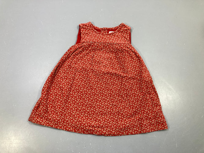 Robe s.m en velours côtelé rouge à fleurs, moins cher chez Petit Kiwi