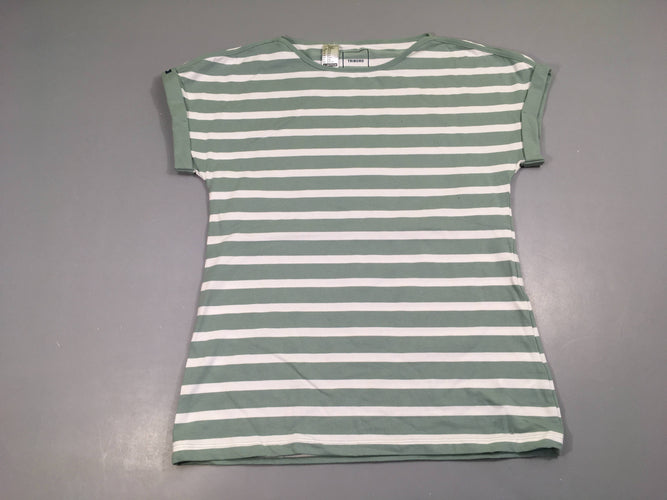 T-shirt m.c bleu grisé rayé blanc à revers, marinière, Tribord, moins cher chez Petit Kiwi