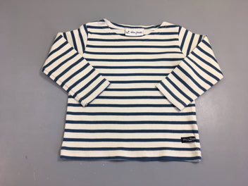 T-shirt m.l blanc rayé bleu
