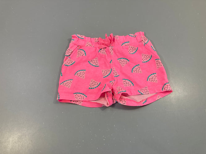 Short jersey rose néon pastèques, moins cher chez Petit Kiwi