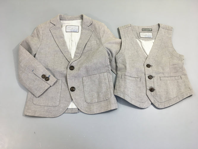 Veste de blazer gris + gilet de costume s.m, moins cher chez Petit Kiwi