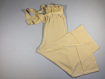 Pimkie - Pantalon à carrreaux jaunes et blancs fluide et large - xs