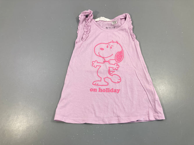 Débardeur mauve Snoopy, moins cher chez Petit Kiwi