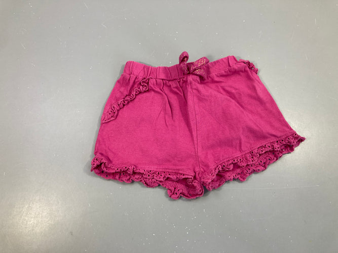 Short jersey rose froufrous, bouloché, moins cher chez Petit Kiwi