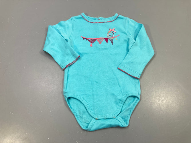 Body m.l  bleu, oiseau  sur guirlande, moins cher chez Petit Kiwi