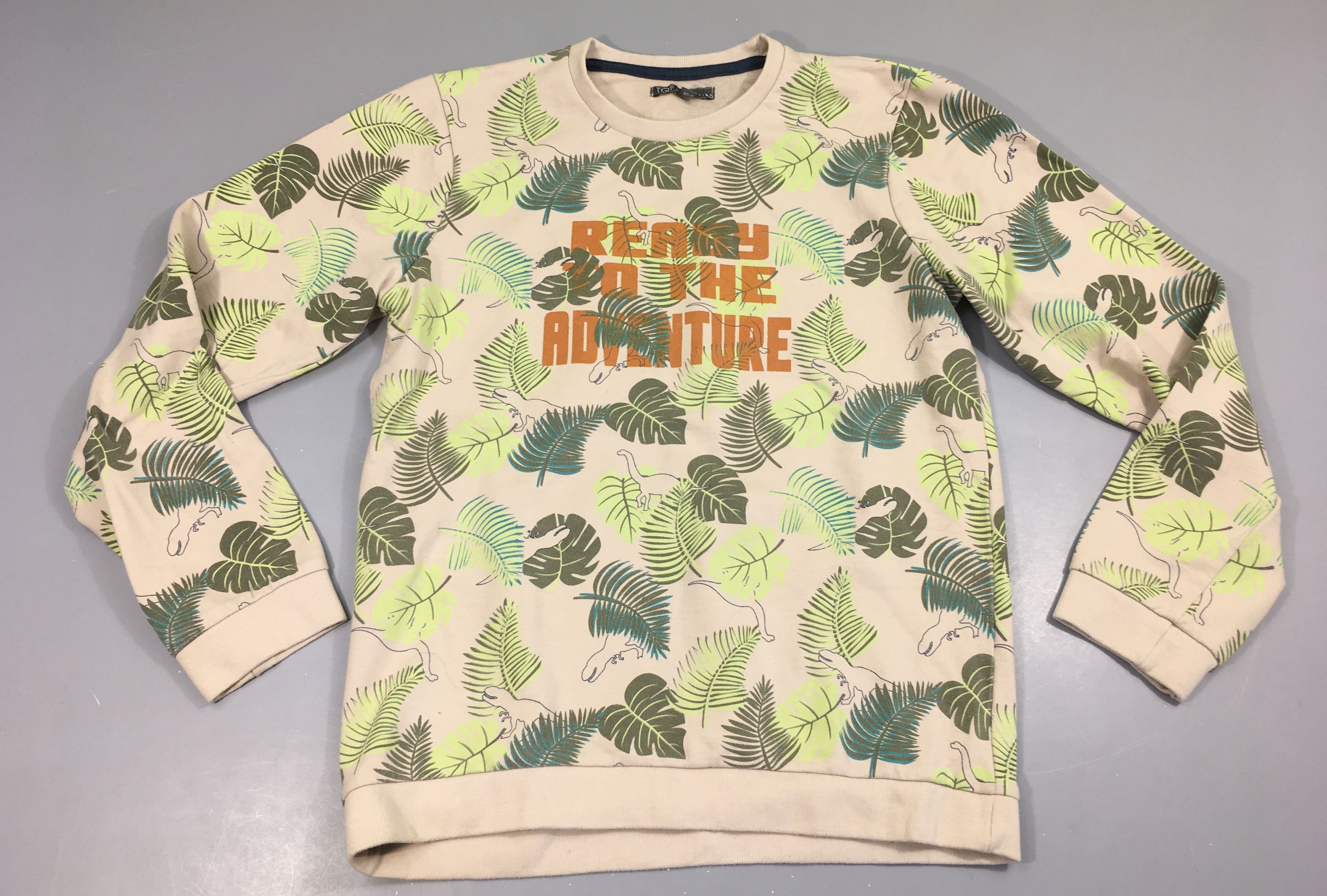 Sweat beige feuilles