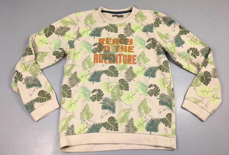 Sweat beige feuilles, moins cher chez Petit Kiwi