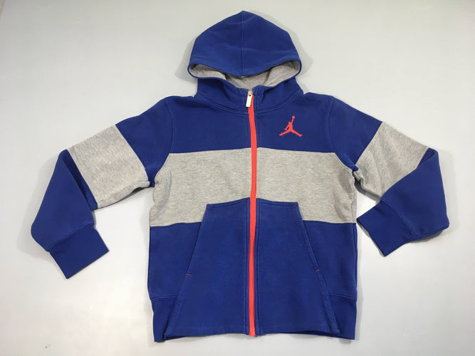 Sweat zippéà capuche gris chiné/bleu Jordan, moins cher chez Petit Kiwi