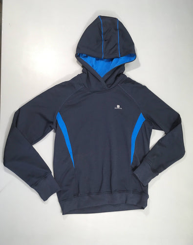 Sweat à capuche de sport bleu marine Domyos, moins cher chez Petit Kiwi