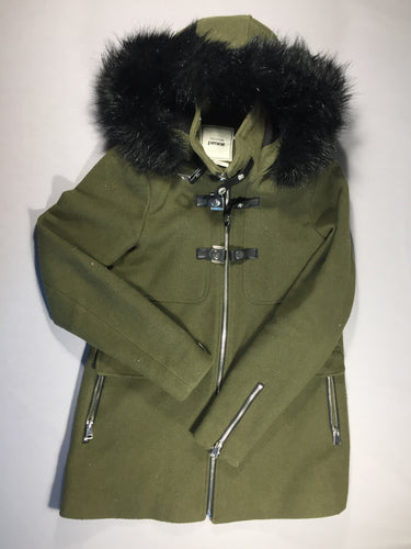 Pimkie - Manteau d'hiver zippé à capuche amovible  (fausse fourrure)  vert chasse - XS, moins cher chez Petit Kiwi