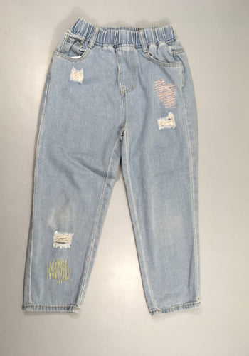 Jeans denim effet éraillé déchiré, moins cher chez Petit Kiwi