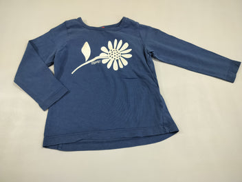 T-shirt m.l bleu marine fleur en paillettes argentées