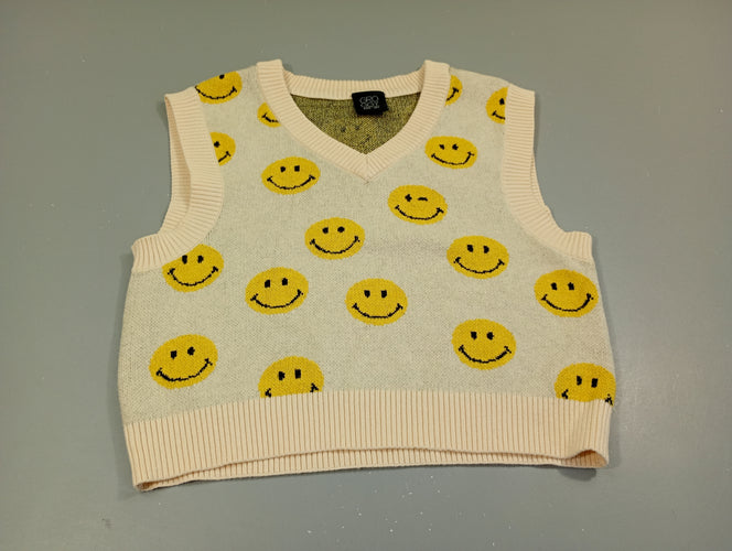 Pull s.m col V  écru, s.mileys, moins cher chez Petit Kiwi