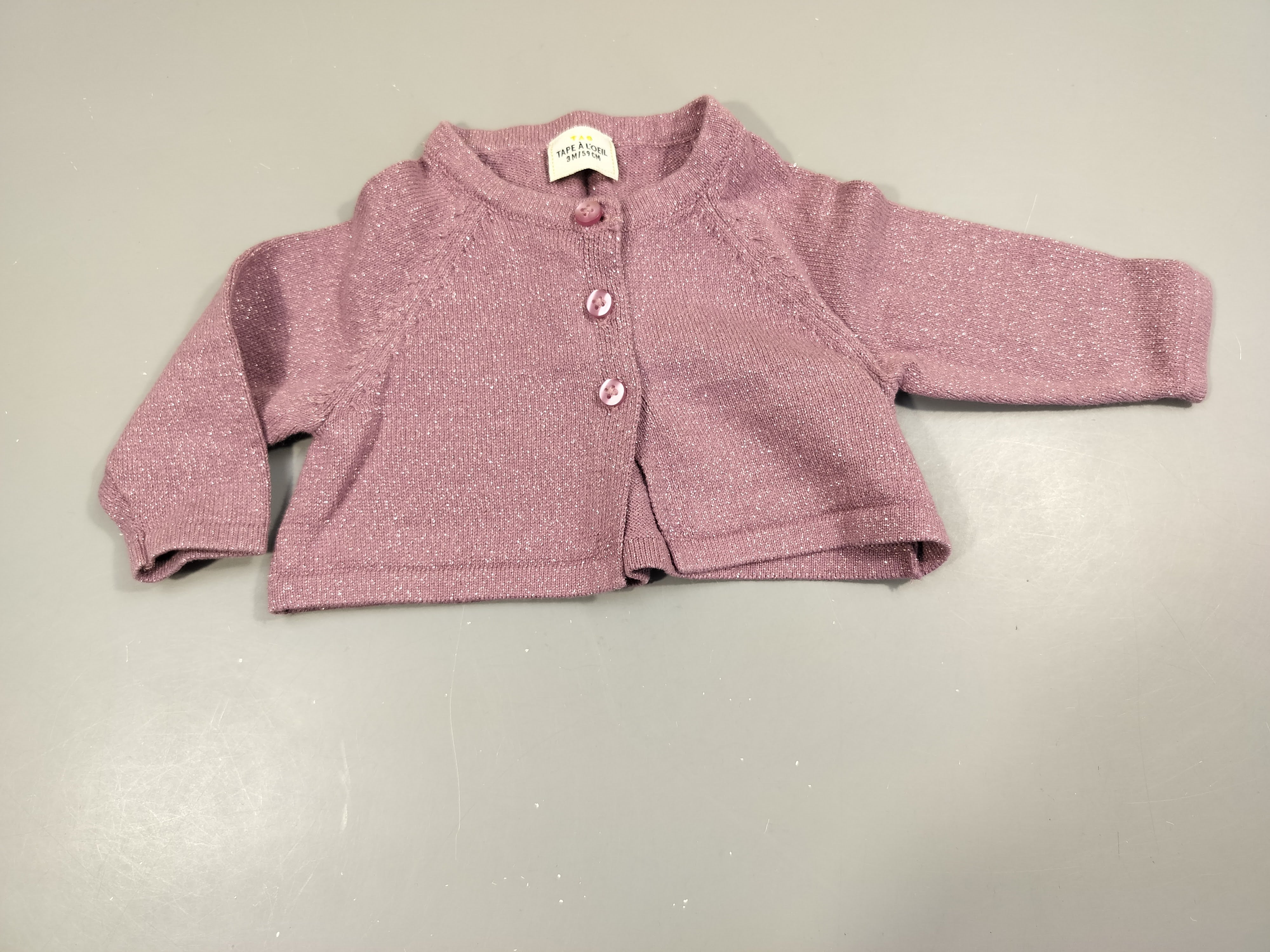 Gilet court mauve clair pailleté  rose