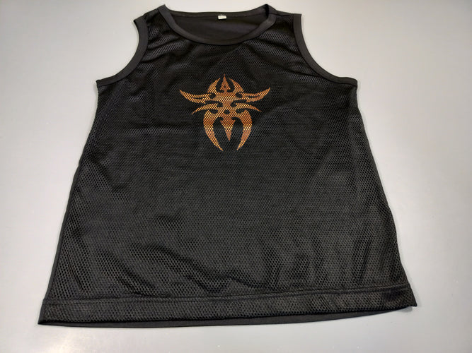 Débardeur de sport noir, motif Tribal orange, moins cher chez Petit Kiwi