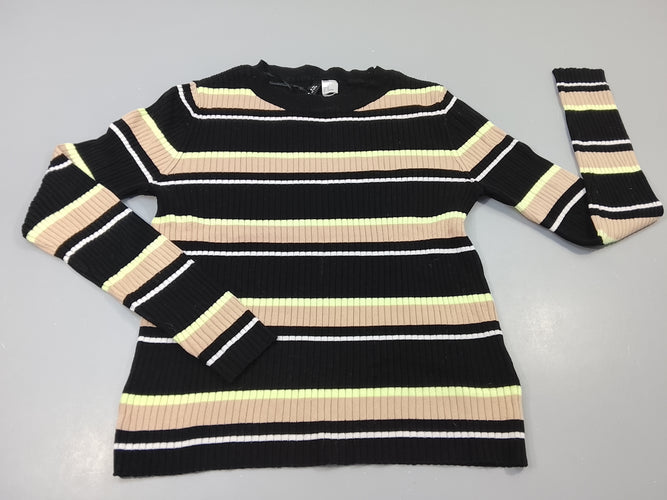Pull côtelé noir, beige, vert et blanc, moins cher chez Petit Kiwi